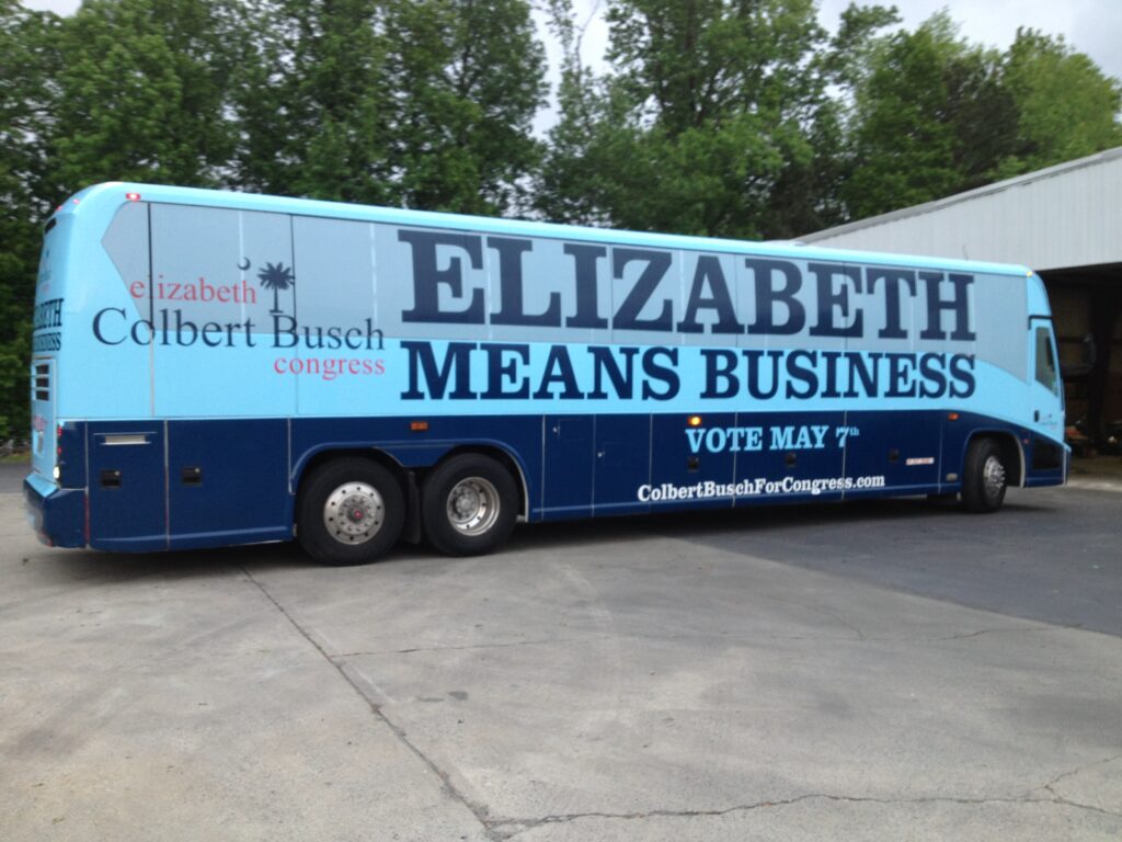 Political candidates often contract fully wrapped charter coach to boost the name recognition for a regional election