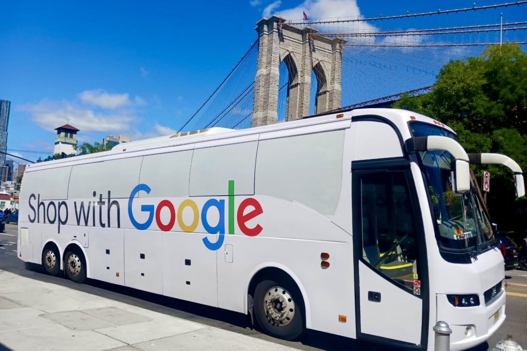 Bus Wrap Inc. full coach wrap for Google x CFDA at New York Fashion Week in New York City with sleek branded graphics
