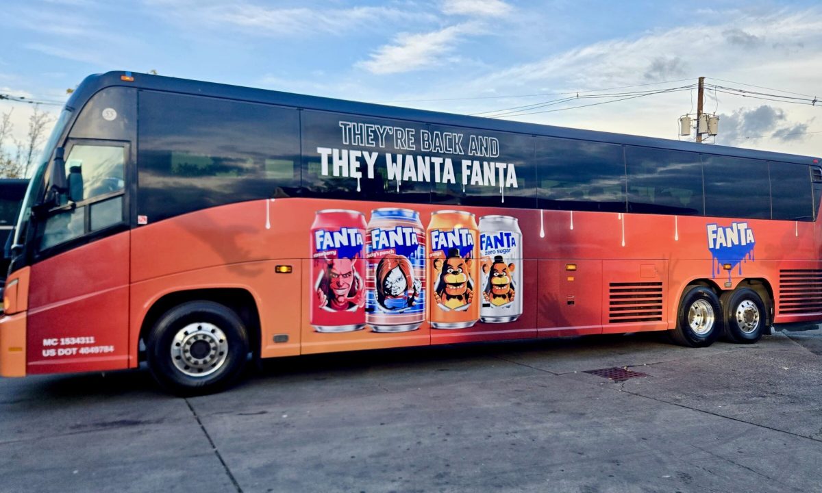 Bus Wrap Inc. full coach wrap for Coca-Cola Fanta Halloween Collection with vibrant branded graphics for nationwide campaign