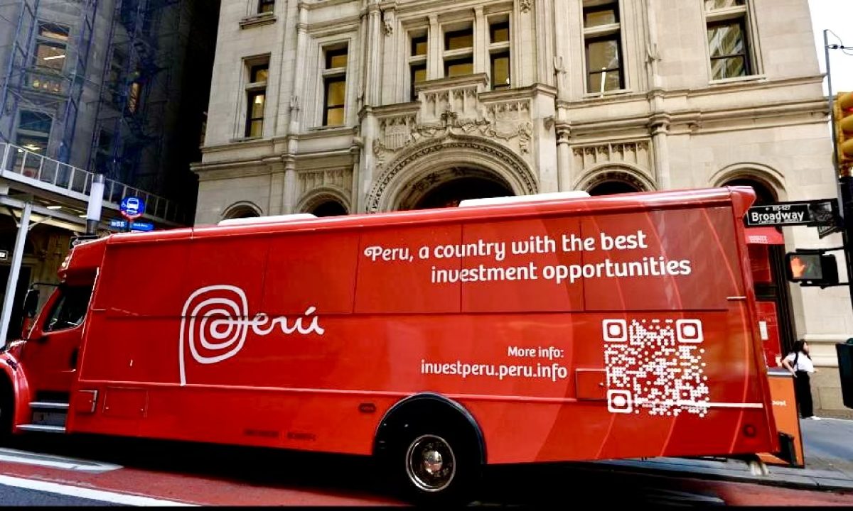 Bus Wrap Inc. mini bus wrap for Prom Peru NYC investment campaign with clean professional branding